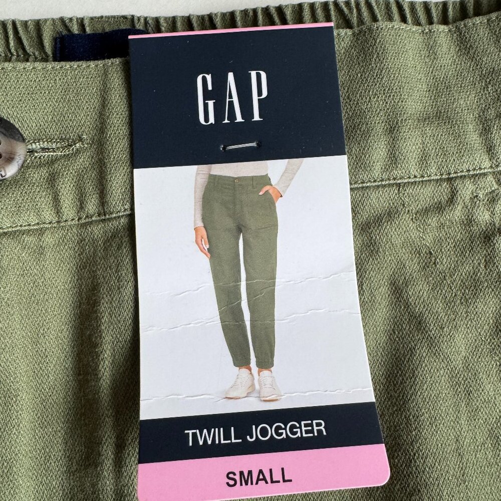 Women's Gap Twill Flat Front Jogger Four Leaf Clover Green Cotton Lyocell Blend - Picture 4 of 4